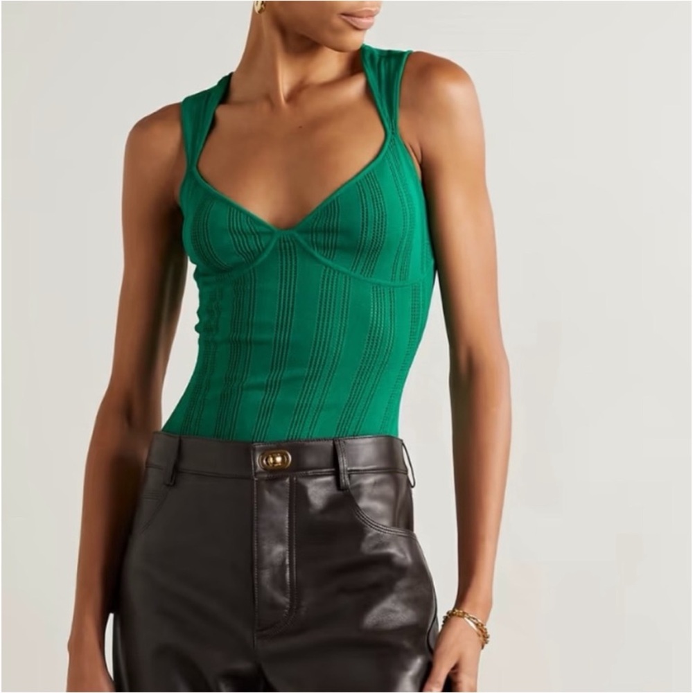 Fleur du Mal Emerald Green Ribbed Bodysuit